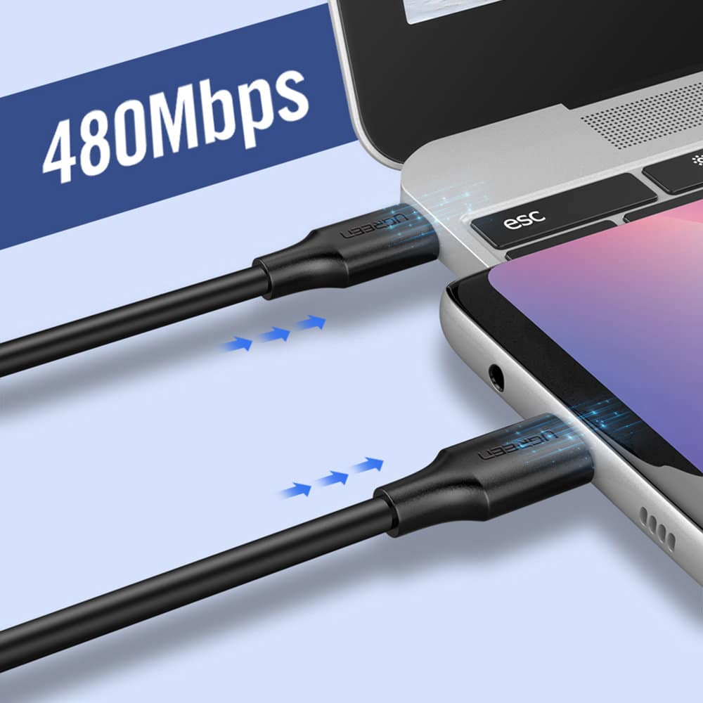 Ugreen - podatkovni kabel (10306) - USB-C na Type-C, 3A, 2m - crni
