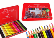 Set of 48 Art Crayons Metal Container