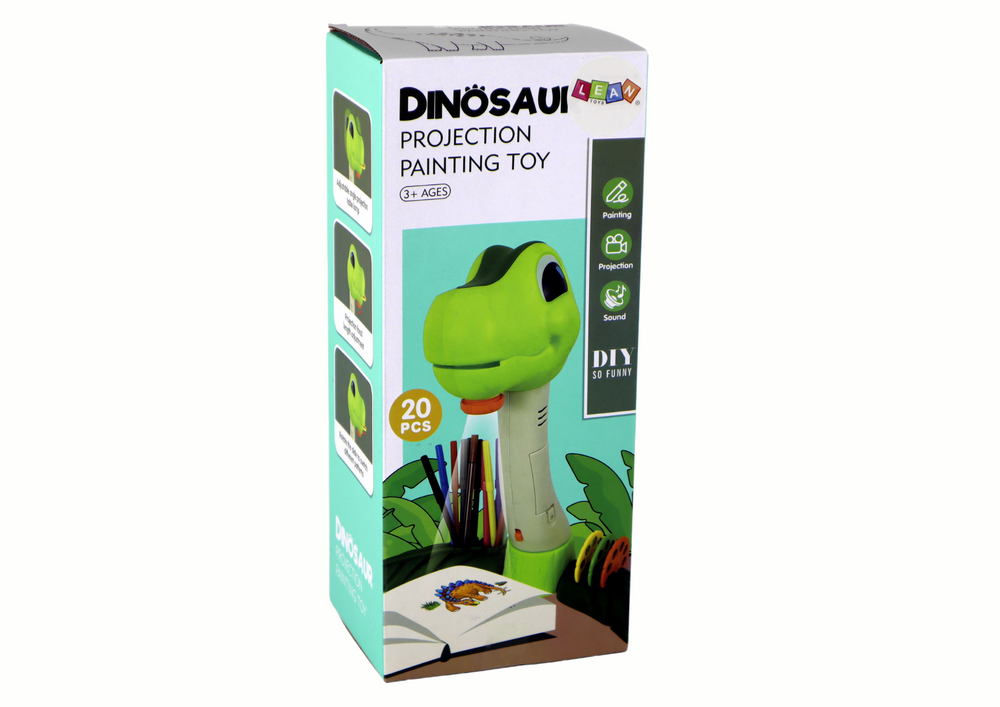 Projektor za igru sa pomičnom glavom dinosaura i 12 flomastera - zeleni