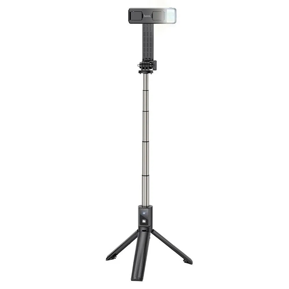 HOCO alumínium selfie bot LED világítással és Bluetooth távirányítóval K15 fekete