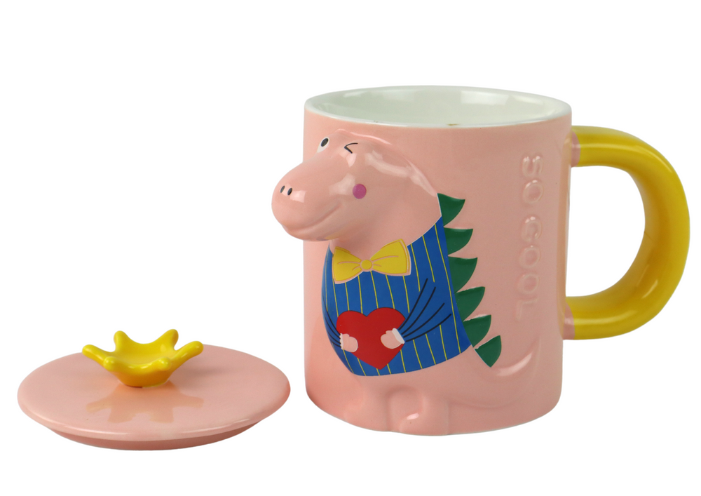 Ružičasta šalica s dinosaurom 400 ml