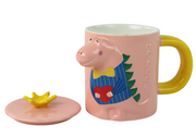 Ružičasta šalica s dinosaurom 400 ml