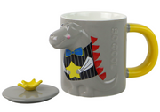 Siva šalica s dinosaurom 400 ml