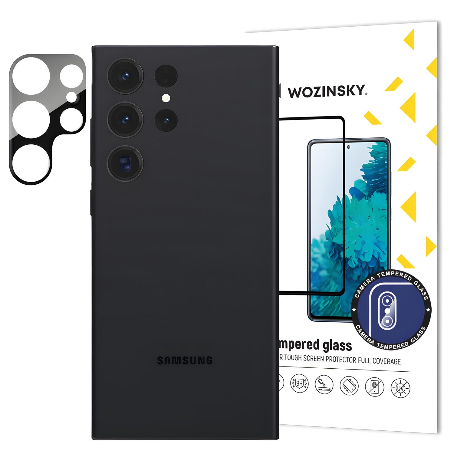 Wozinsky kaljeno staklo za kameru 9H za Samsung Galaxy S23 Ultra - Crna KP26314