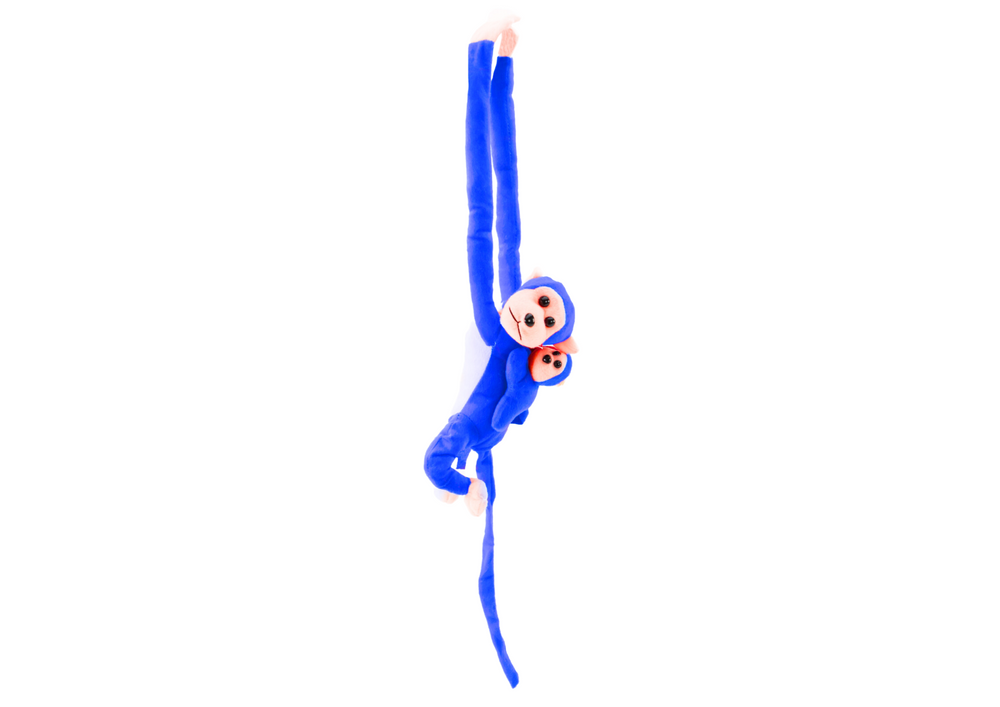 Plišana igračka majmun s bebom 90 cm - plava
