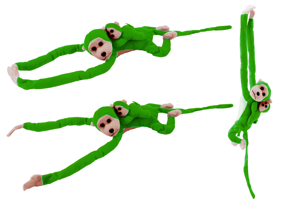Plišana igračka majmun s bebom 90 cm - zelena