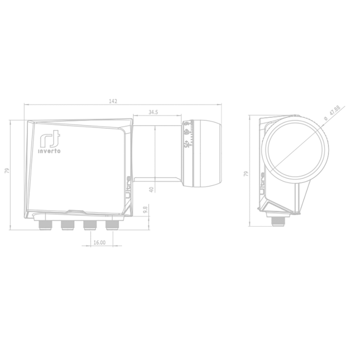 Inverto LNB Quad, šum 0,2 dB, Ultra, DVB-S2 ( HD - UHD ) - IDLT-QDL412-ULTRA-OPN