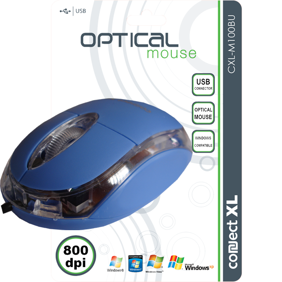 Connect XL Miš optički, 800dpi, USB, crna boja - CXL-M100BK
