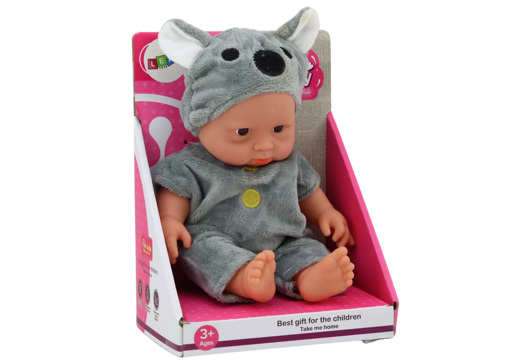 Mala lutka za igru sa motivom koale na kapi - 21 cm - siva