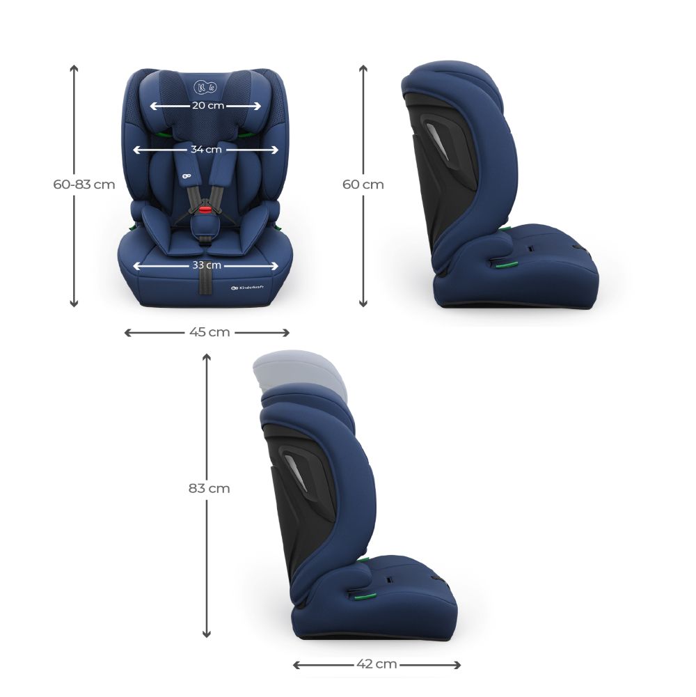 Kinderkraft autosjedalica Comfort Up 2 plus i-Size 9-36 kg (76-150 cm) bez Isofix-a, Navy