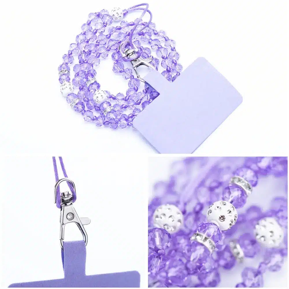 Privjesak za telefon CRYSTAL DIAMOND / dužina kabla 74cm (37cm u omči) / oko vrata ljubičasta