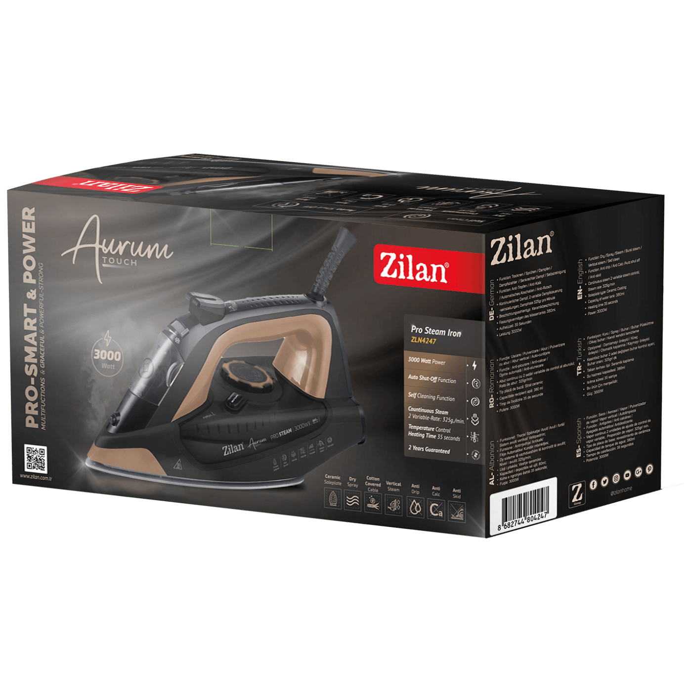 Zilan Glačalo na paru, 3000W, Aurum Touch - Pro Steam Iron - ZLN4247