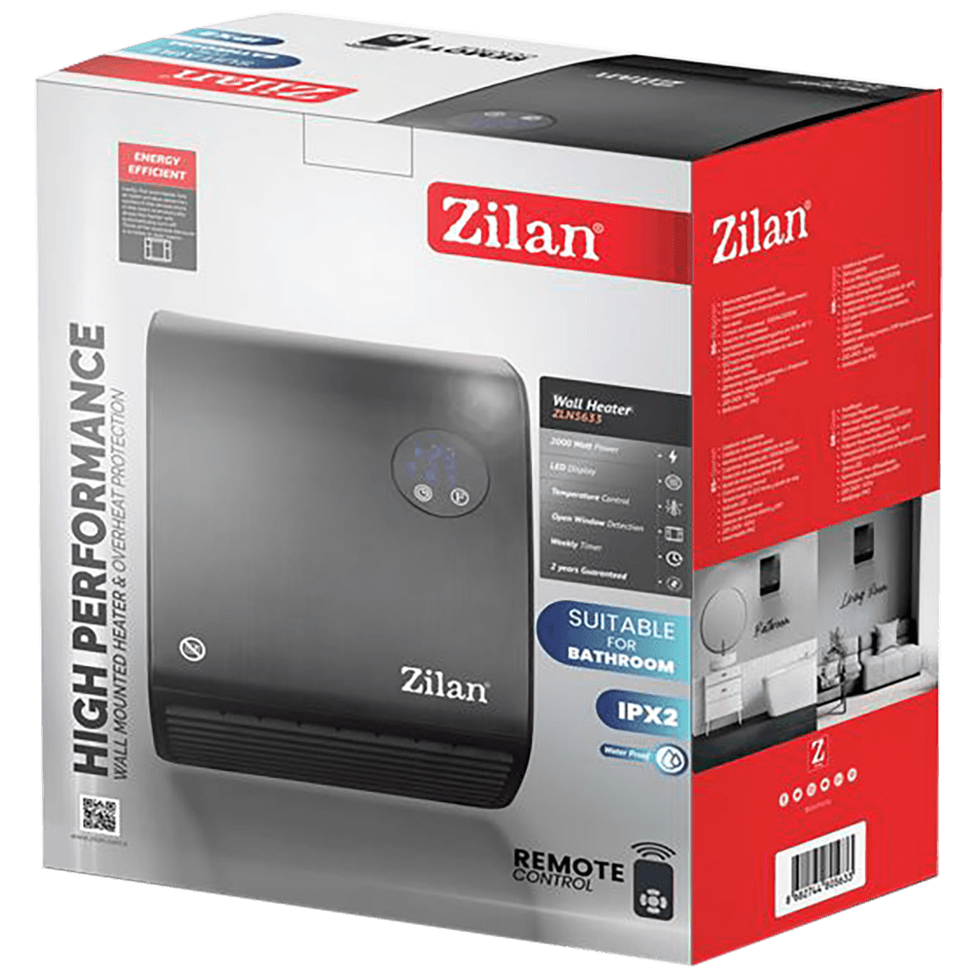 Zilan Grijalica zidna, 2000W, daljinski upravljač, timer - ZLN5633