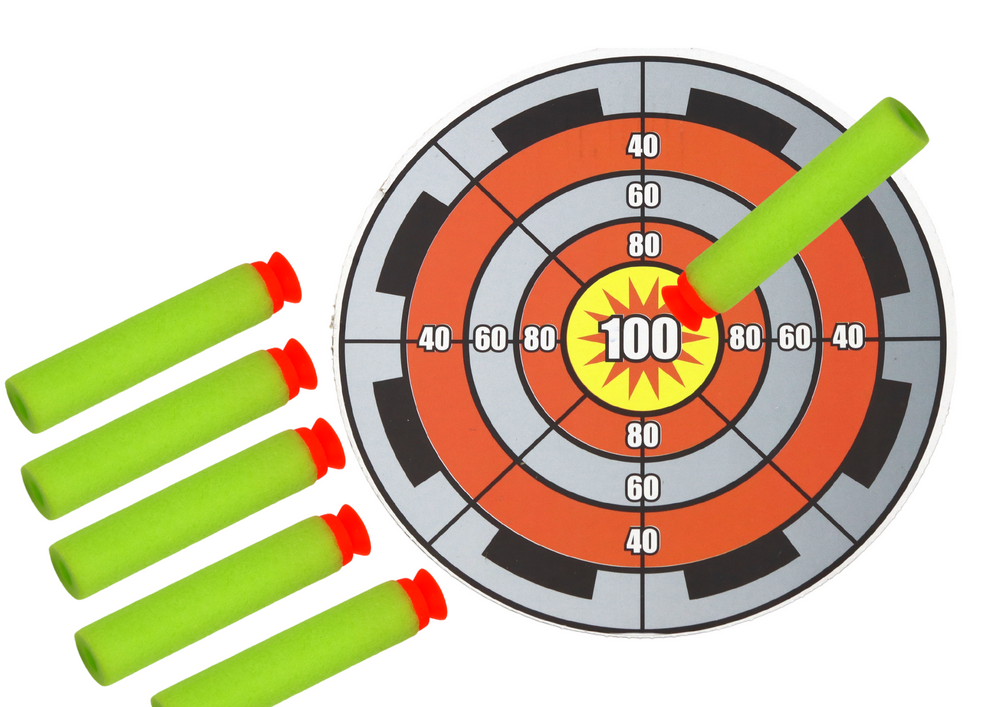 Bow with Target for Soft Arrows with Suction Cup, 6 Pieces