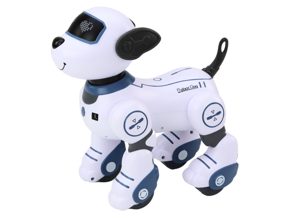 Interaktivni robot pas koji pleše na daljinsko upravljanje slijedi naredbe - plavi