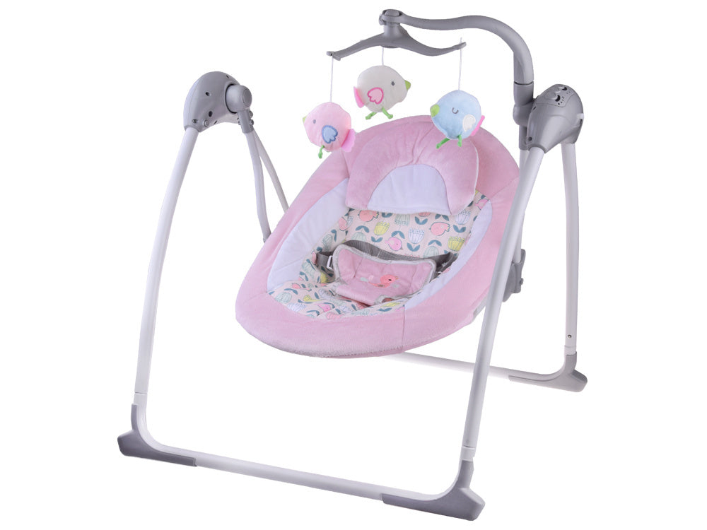 Električna baby ljuljačka pink/grey
