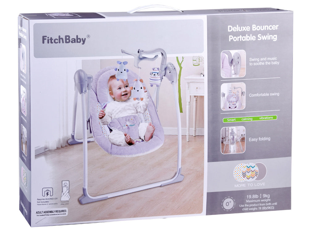 Električna baby ljuljačka pink/grey