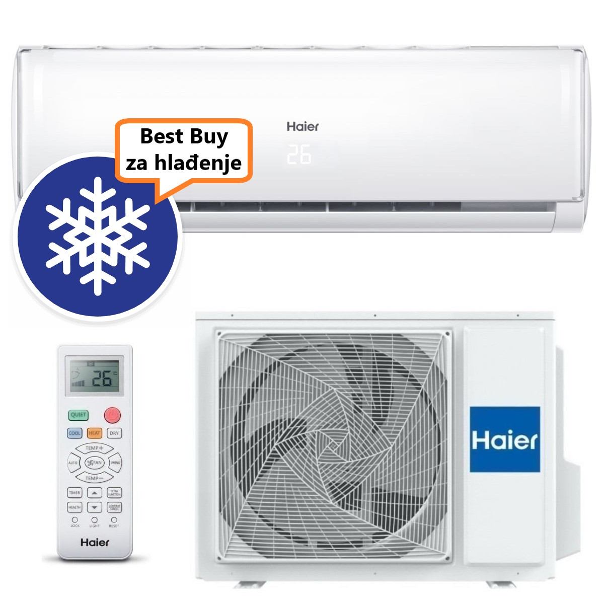 HAIER KLIMA UREĐAJ 2,6kW AS25TAEHRA-THC/1U25YEFFRA - Tundra Green Plus Wi-Fi, za prostor do 25m2, A++ energetska klasa
