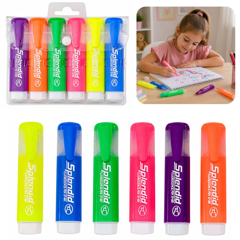 Highlighter Pen Set Pastel Colors 6pcs.