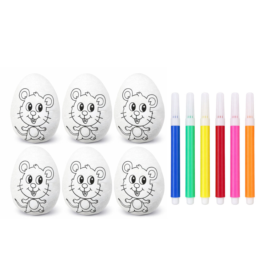 Easter Styrofoam Eggs For Painting Markers Markers Mouse 6pcs