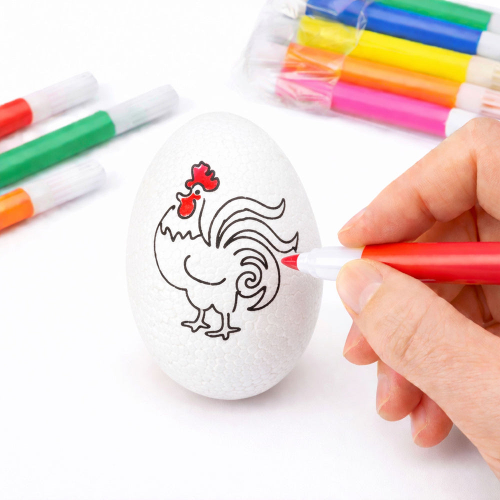 Easter Styrofoam Eggs For Painting Markers Markers Roosters 6pcs
