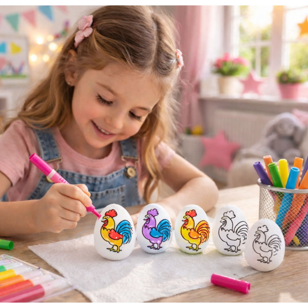Easter Styrofoam Eggs For Painting Markers Markers Roosters 6pcs