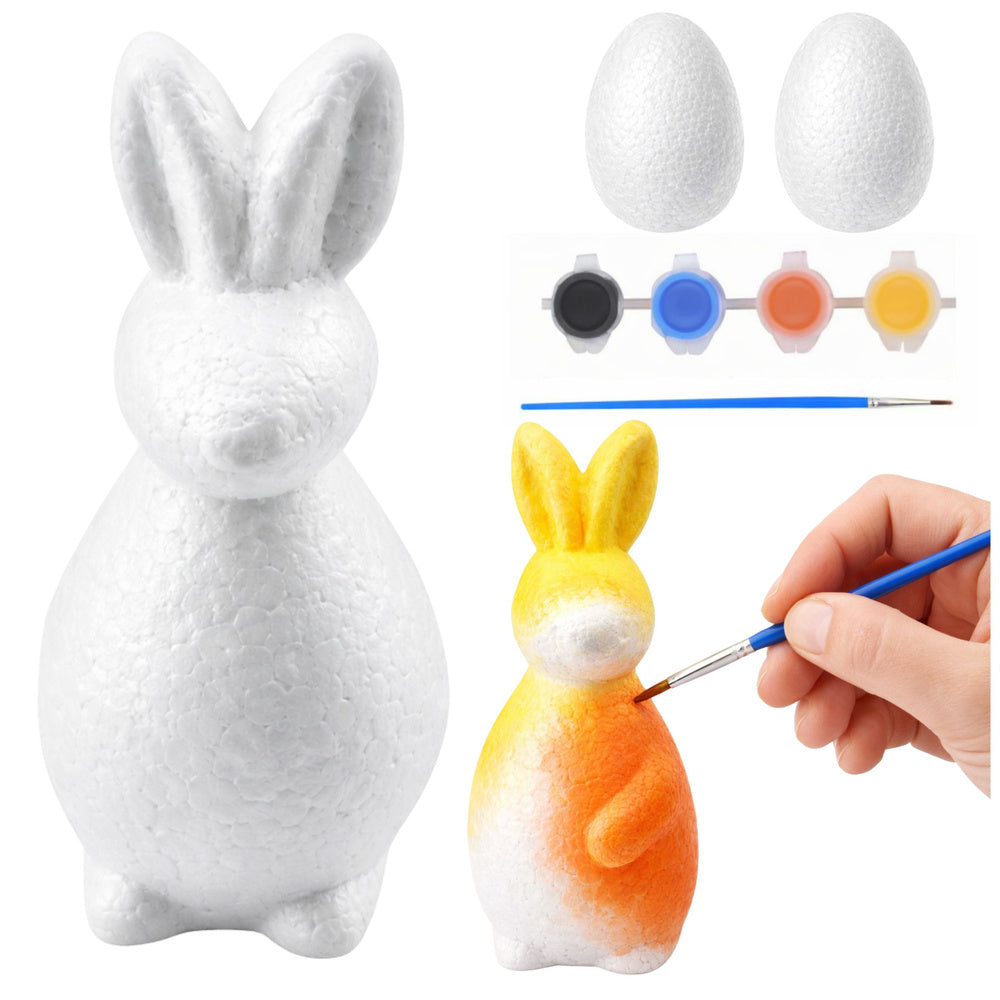 Bunny Styrofoam Decorations Painting Kit 2 Eggs Paints