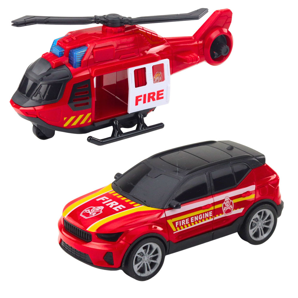 Vatrogasni set sa vozilima - kamion, helikopter i auto