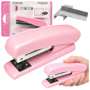 Metal Office Stapler Up to 25 Sheets 24/6 26/6 Staples Pink