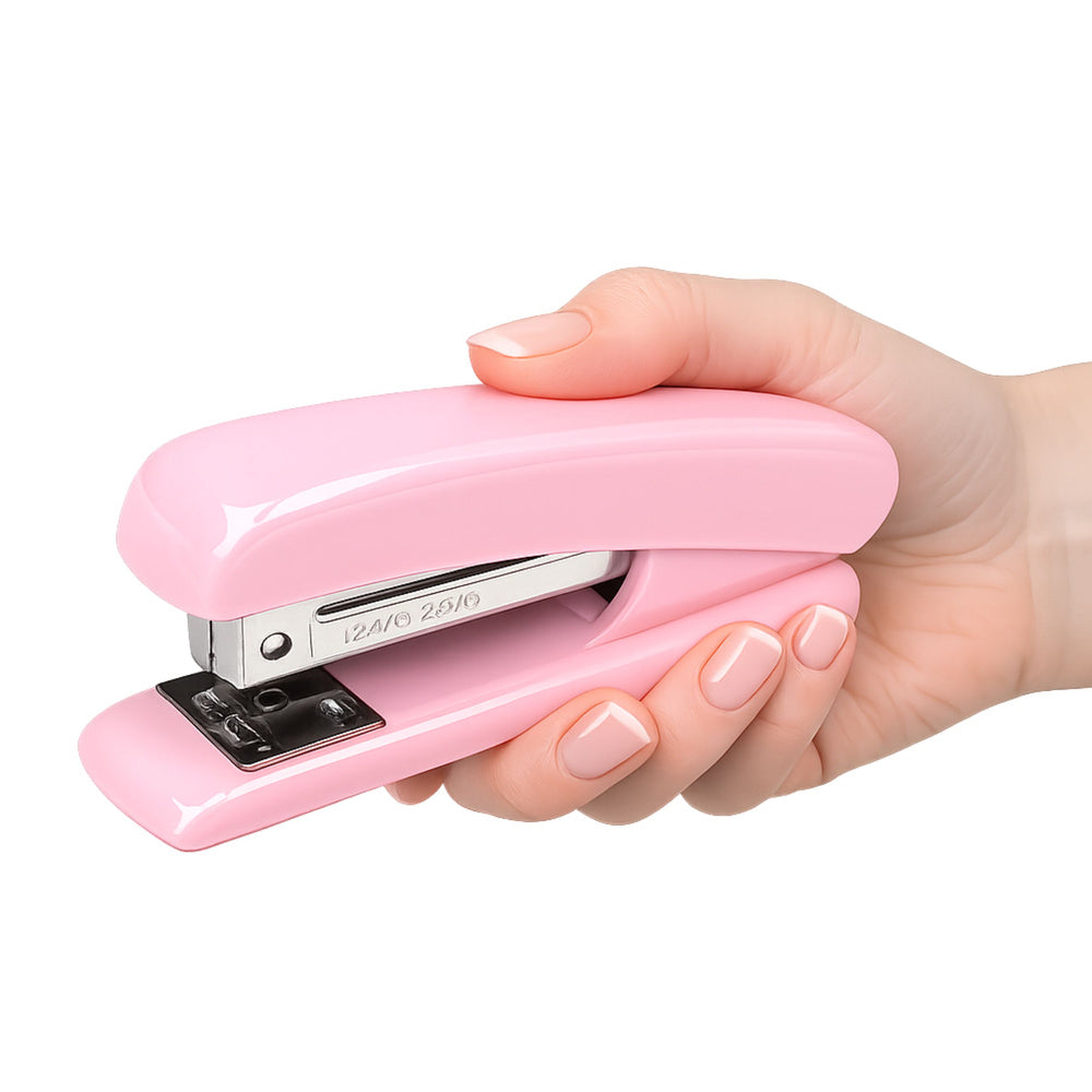 Metal Office Stapler Up to 25 Sheets 24/6 26/6 Staples Pink
