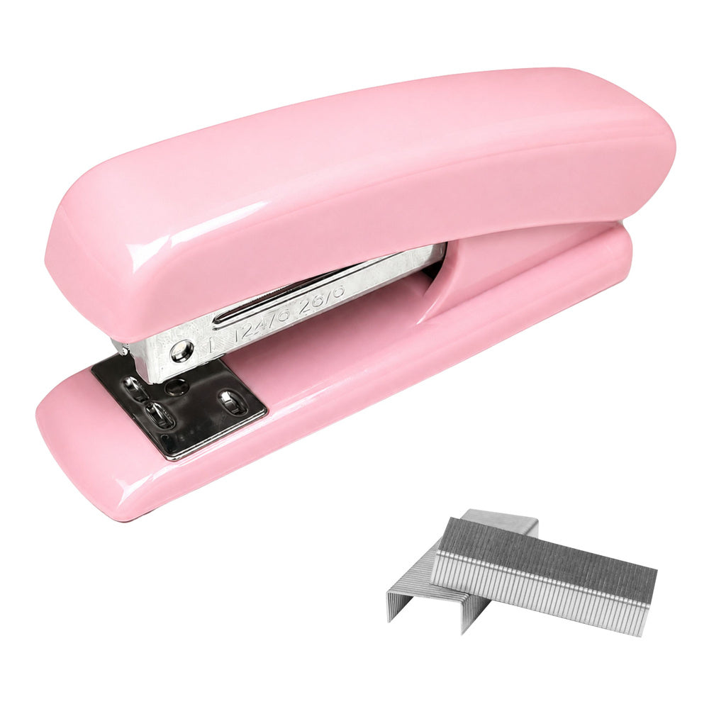 Metal Office Stapler Up to 25 Sheets 24/6 26/6 Staples Pink