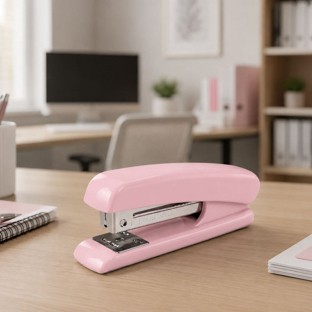 Metal Office Stapler Up to 25 Sheets 24/6 26/6 Staples Pink
