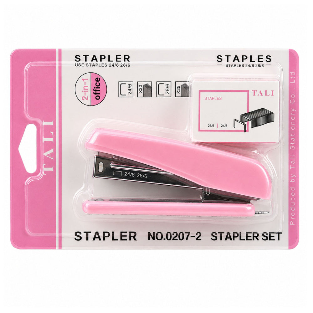 Metal Office Stapler Up to 25 Sheets 24/6 26/6 Staples Pink