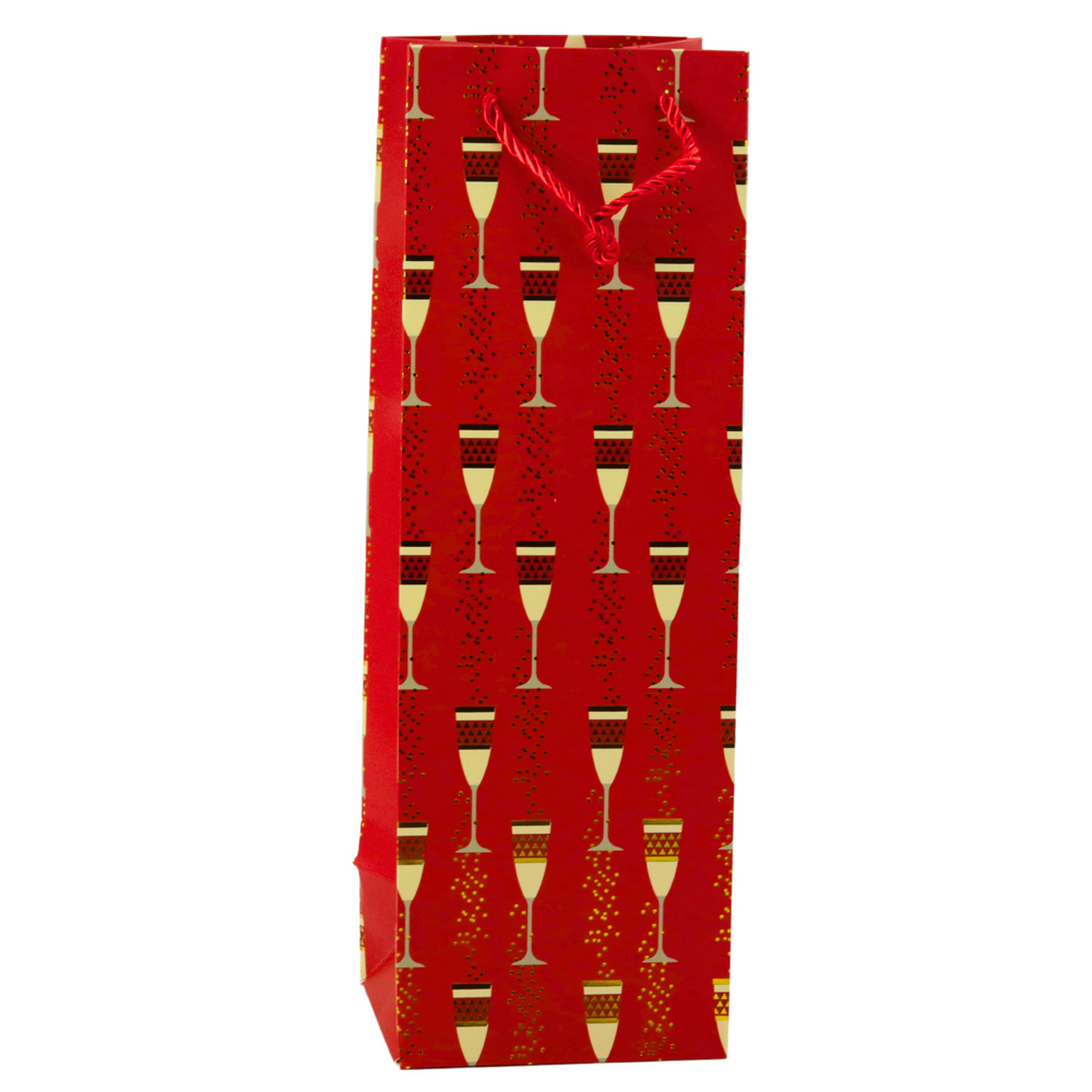 Bottle Gift Bag Glasses Motif 36 x 12 x 10 cm