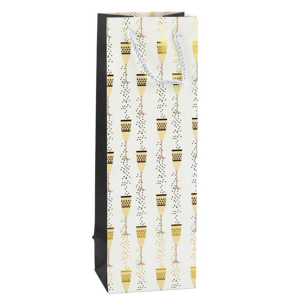 Bottle Gift Bag Glasses Motif 36 x 12 x 10 cm