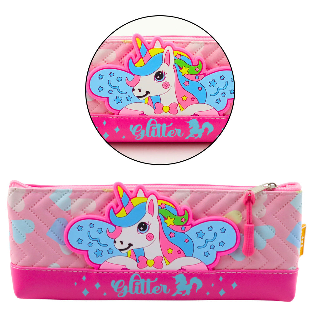 Pencil Case School Kit with Unicorn Pink 20 x 8.5cm