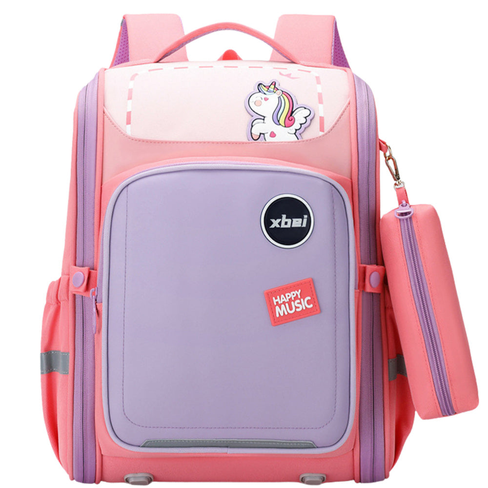 School Backpack With Unicorn Chest Strap Pastel Pink 21L 39cm