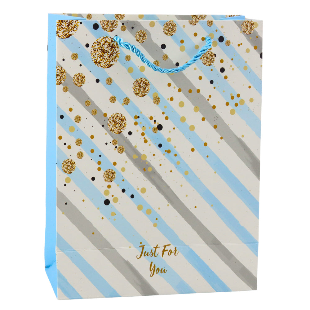Paper Gift Bag Blue Pink Glitter 23 x 18 x 10.5 cm