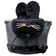 Children's Backpack Plush Ears Adjustable Strap Black 22cm 4L
