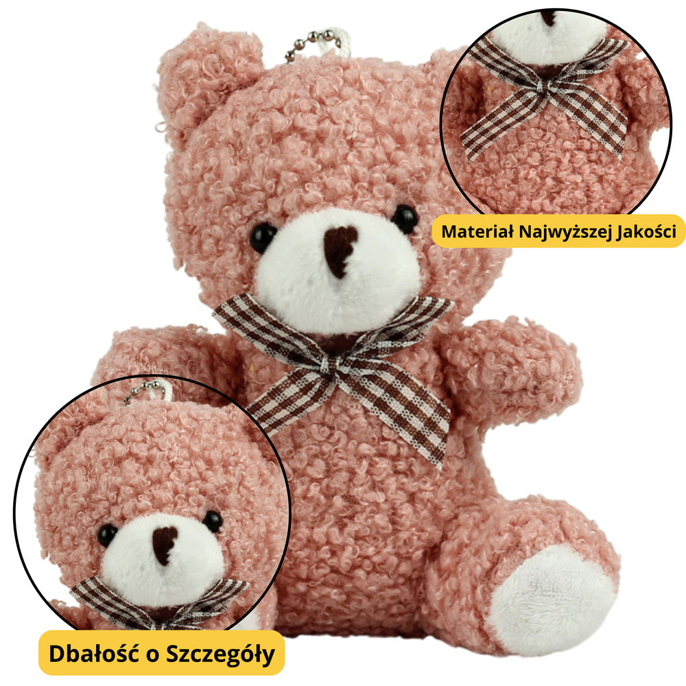 Teddy Bear Plush Keychain Pendant Decoration Pink 8cm