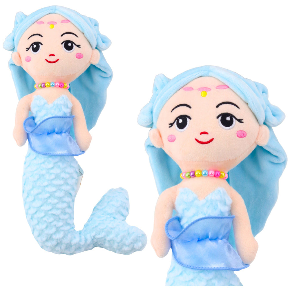 Plišana igračka sirena s pletenim repom 32 cm - plava