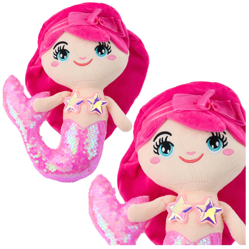 Plišana igračka sirena s šljokastim repom 28cm - roza