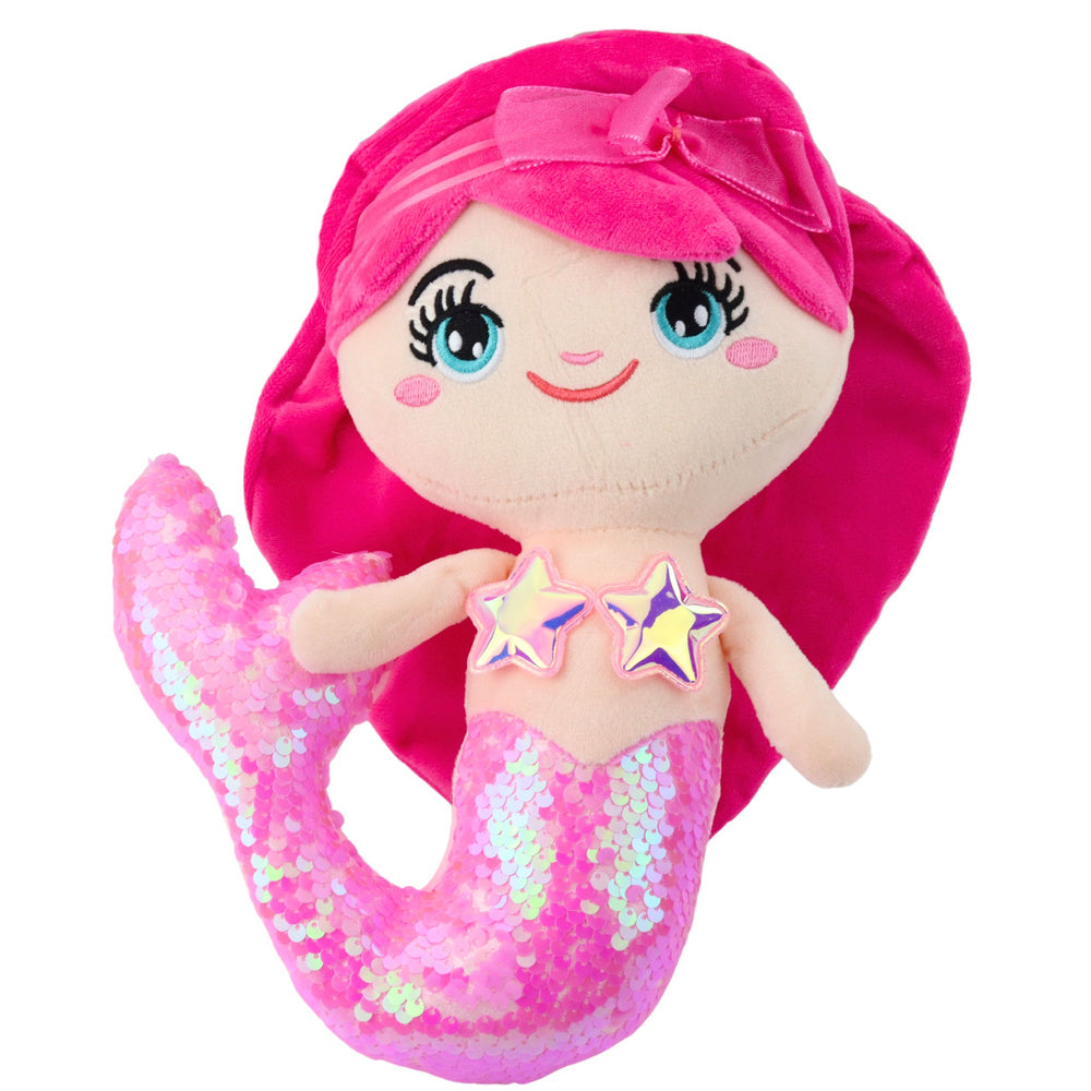 Plišana igračka sirena s šljokastim repom 28cm - roza