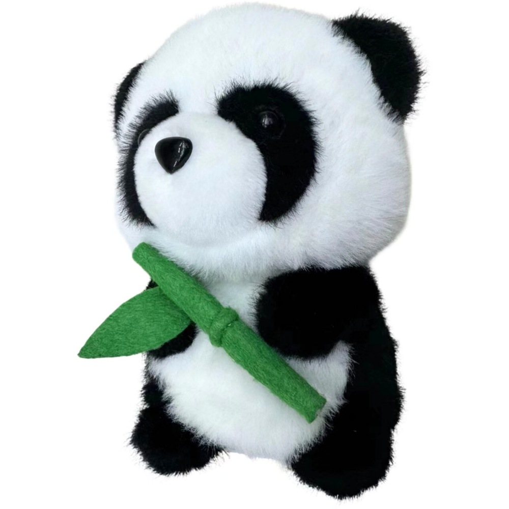 Plišana igračka panda s bambusom 18cm - crno/bijela