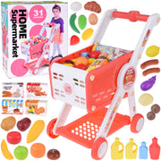 Shopping kolica s namirnicama crvena