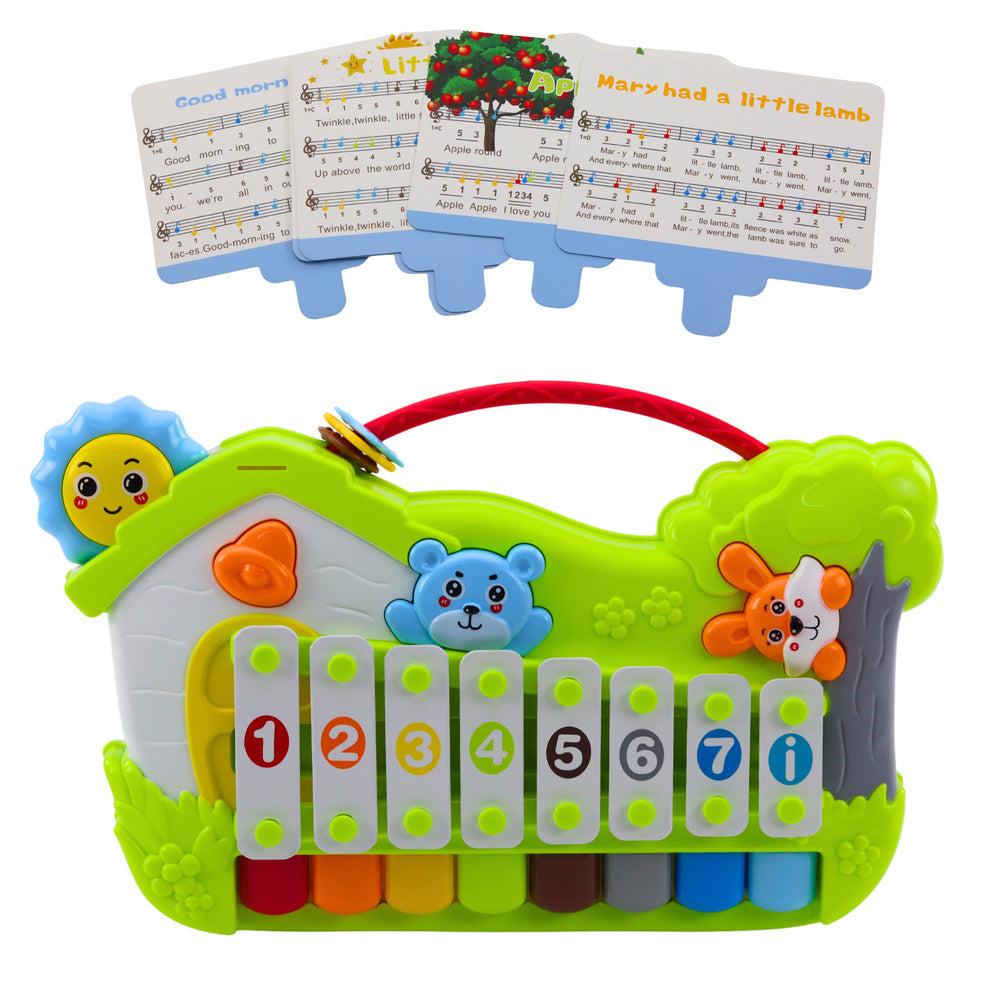 Interaktivni klavir za bebeForest Xylophone s karticama za sviranje - zeleni