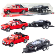 Set terenskog vozila s prikolicom i sportskim automobilom - 59cm - crno/crvenii