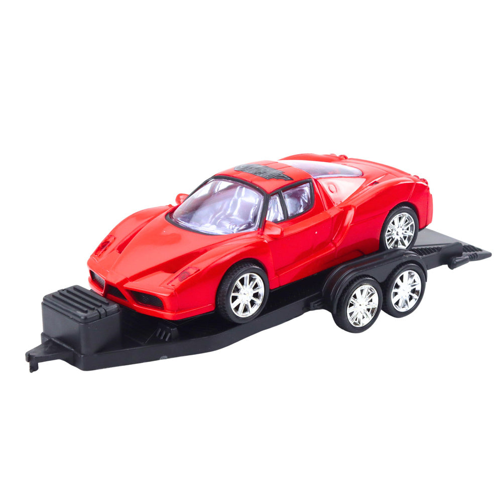 Set terenskog vozila s prikolicom i sportskim automobilom - 59cm - crveno/crni