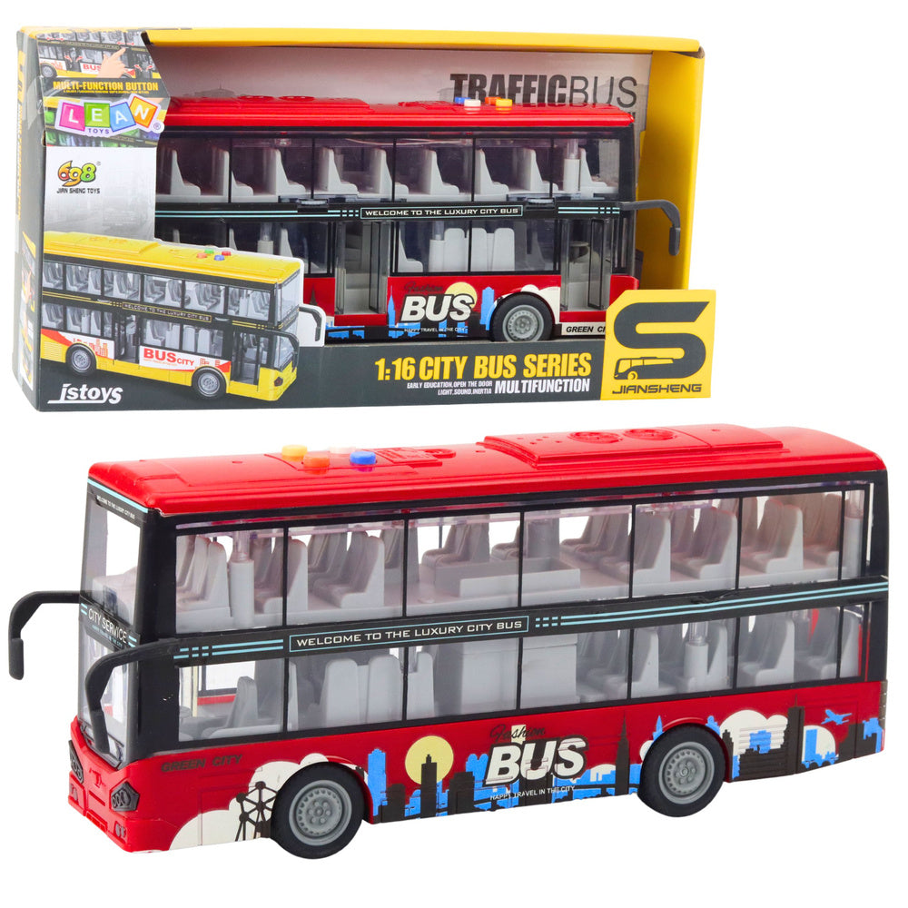 Realistični dvokatni autobus za igru u mjerilu 1:16 City - crveni