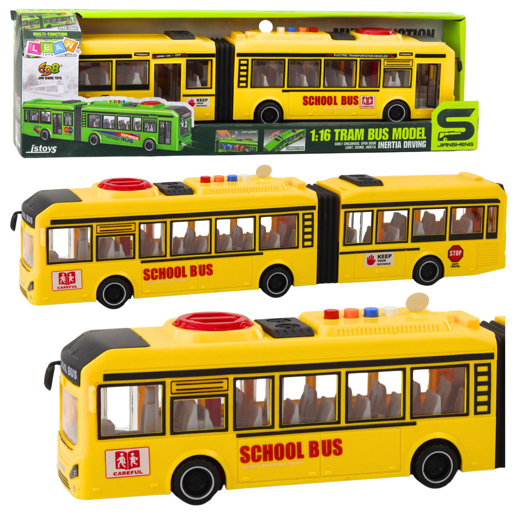 Školski dvostruki autobus za igru sa svjetlosnim  i zvučnim efektima 1:16 - žuti